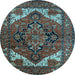 Round Persian Light Blue Traditional Rug, urb2624lblu