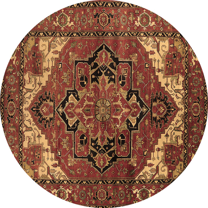 Round Persian Brown Traditional Rug, urb2624brn