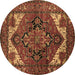 Round Persian Brown Traditional Rug, urb2624brn