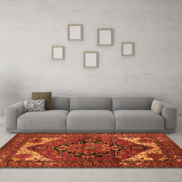 Machine Washable Persian Orange Traditional Area Rugs in a Living Room, wshurb2624org