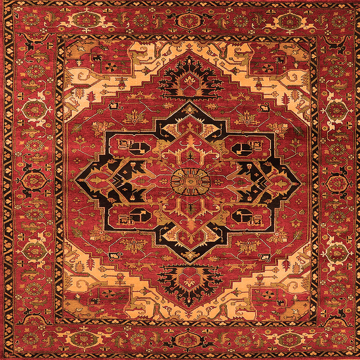 Square Machine Washable Persian Orange Traditional Area Rugs, wshurb2624org