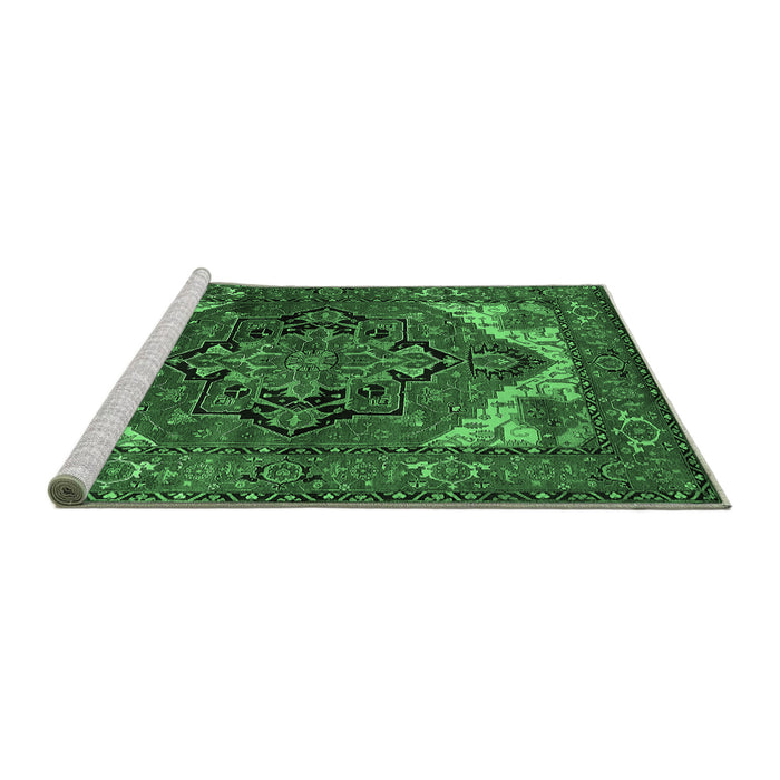 Sideview of Machine Washable Persian Emerald Green Traditional Area Rugs, wshurb2624emgrn