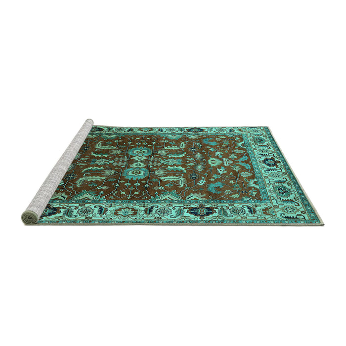 Sideview of Machine Washable Oriental Turquoise Industrial Area Rugs, wshurb2625turq