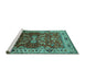 Sideview of Machine Washable Oriental Turquoise Industrial Area Rugs, wshurb2625turq