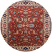 Round Mid-Century Modern Red Oriental Rug, urb2625