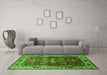 Machine Washable Oriental Green Industrial Area Rugs in a Living Room,, wshurb2625grn