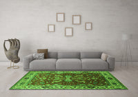 Machine Washable Oriental Green Industrial Rug, wshurb2625grn