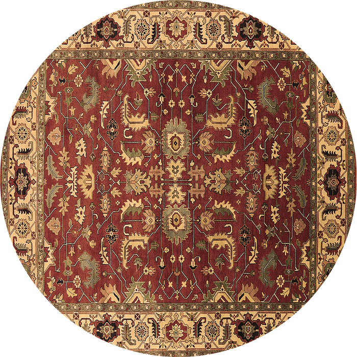 Round Oriental Brown Industrial Rug, urb2625brn