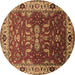 Round Oriental Brown Industrial Rug, urb2625brn