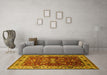 Machine Washable Oriental Yellow Industrial Rug in a Living Room, wshurb2625yw