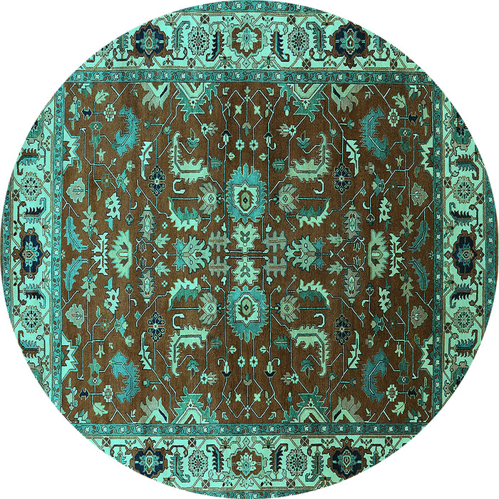 Round Oriental Turquoise Industrial Rug, urb2625turq