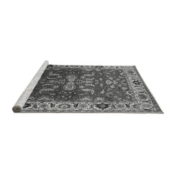 Sideview of Machine Washable Oriental Gray Industrial Rug, wshurb2625gry