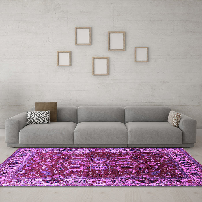 Machine Washable Oriental Purple Industrial Area Rugs in a Living Room, wshurb2625pur