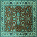 Square Oriental Turquoise Industrial Rug, urb2625turq