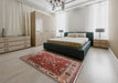 Mid-Century Modern Red Oriental Rug in a Bedroom, urb2625