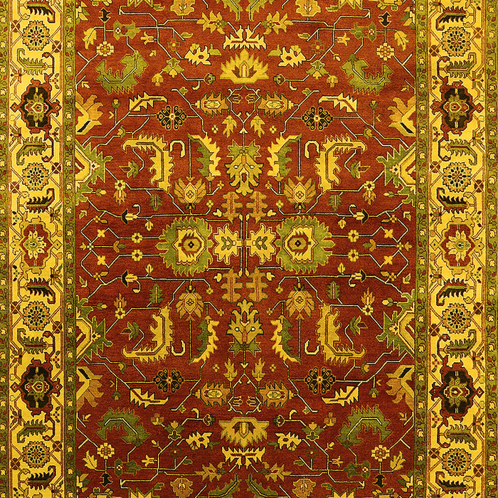 Machine Washable Oriental Yellow Industrial Rug, wshurb2625yw