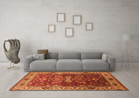 Machine Washable Oriental Orange Industrial Rug, wshurb2625org