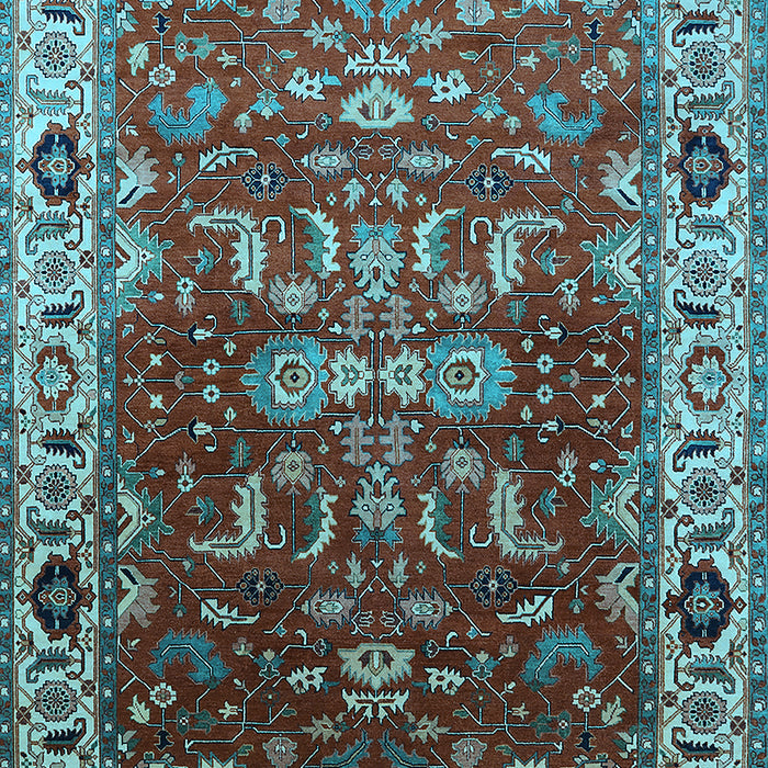 Machine Washable Oriental Light Blue Industrial Rug, wshurb2625lblu