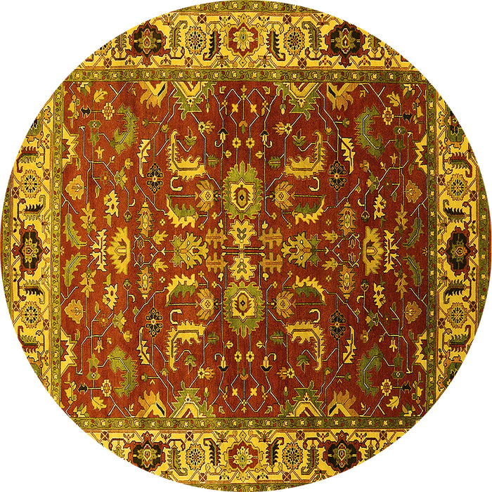 Round Oriental Yellow Industrial Rug, urb2625yw