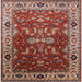 Square Mid-Century Modern Red Oriental Rug, urb2625