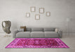 Machine Washable Oriental Pink Industrial Rug in a Living Room, wshurb2625pnk