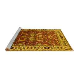Sideview of Machine Washable Oriental Yellow Industrial Rug, wshurb2625yw