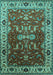 Machine Washable Oriental Turquoise Industrial Area Rugs, wshurb2625turq