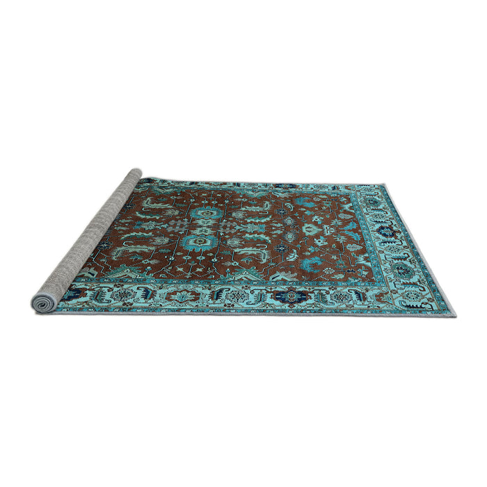 Sideview of Machine Washable Oriental Light Blue Industrial Rug, wshurb2625lblu