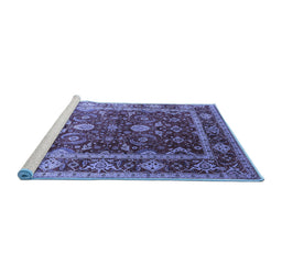 Sideview of Machine Washable Oriental Blue Industrial Rug, wshurb2626blu