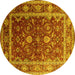 Round Oriental Yellow Industrial Rug, urb2626yw