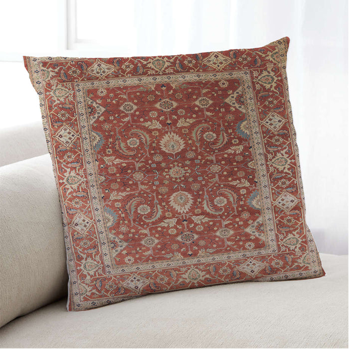 Lifestyle Image of Mid-Century Modern Urban Square Red Throw Pillow, 18 inch by 18 inch, pwurb2626