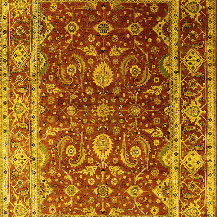 Machine Washable Oriental Yellow Industrial Rug, wshurb2626yw