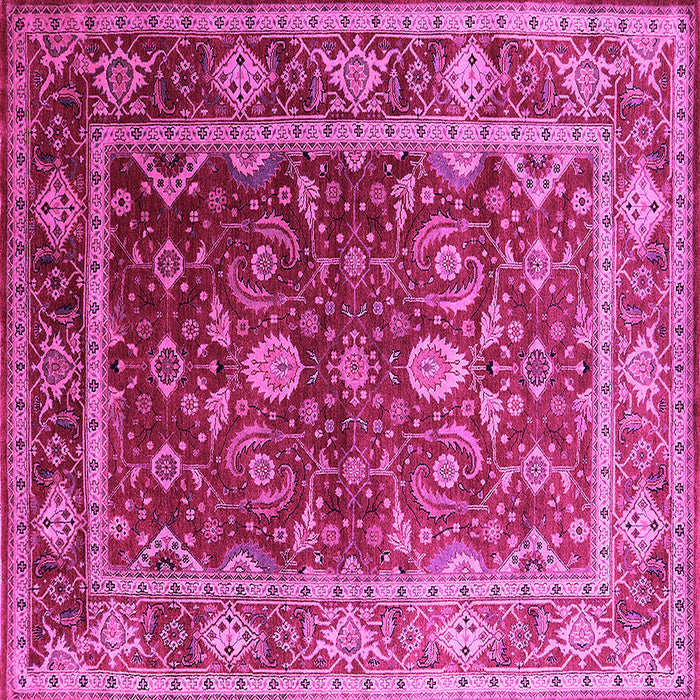 Square Machine Washable Oriental Pink Industrial Rug, wshurb2626pnk