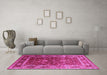 Machine Washable Oriental Pink Industrial Rug in a Living Room, wshurb2626pnk