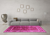 Machine Washable Oriental Pink Industrial Rug, wshurb2626pnk