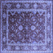 Square Machine Washable Oriental Blue Industrial Rug, wshurb2626blu