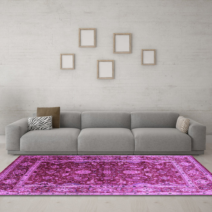 Machine Washable Oriental Purple Industrial Area Rugs in a Living Room, wshurb2626pur