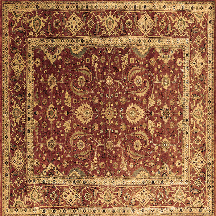 Square Machine Washable Oriental Brown Industrial Rug, wshurb2626brn