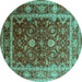 Round Oriental Turquoise Industrial Rug, urb2626turq