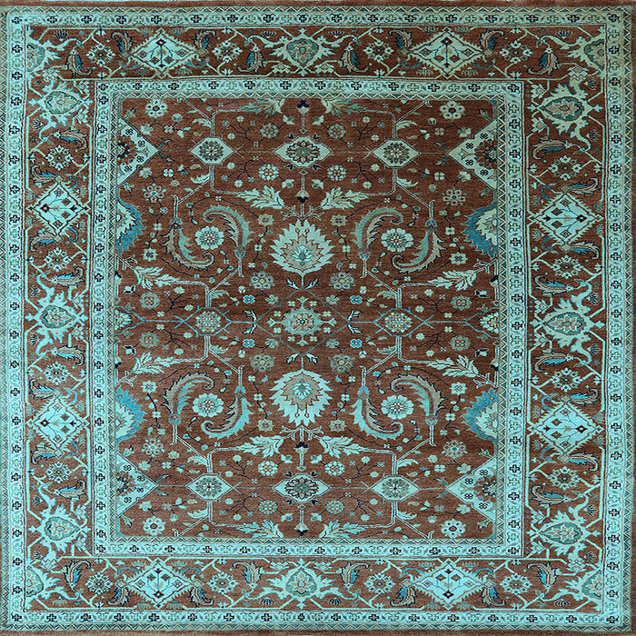 Square Machine Washable Oriental Light Blue Industrial Rug, wshurb2626lblu