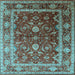 Square Machine Washable Oriental Light Blue Industrial Rug, wshurb2626lblu