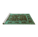 Sideview of Machine Washable Oriental Turquoise Industrial Area Rugs, wshurb2626turq