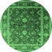 Round Oriental Emerald Green Industrial Rug, urb2626emgrn