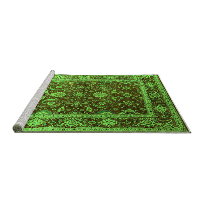 Sideview of Machine Washable Oriental Green Industrial Area Rugs, wshurb2626grn