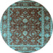 Round Oriental Light Blue Industrial Rug, urb2626lblu