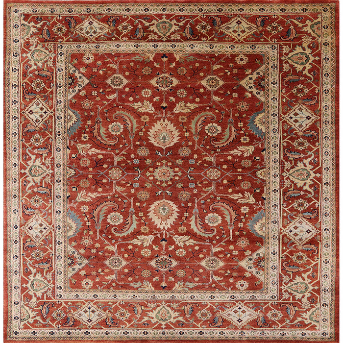 Square Mid-Century Modern Red Oriental Rug, urb2626