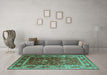 Machine Washable Oriental Turquoise Industrial Area Rugs in a Living Room,, wshurb2626turq