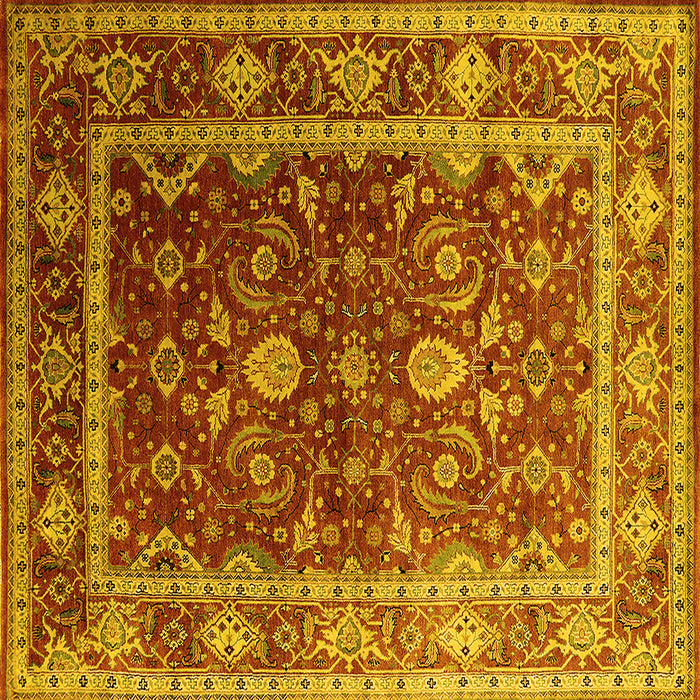 Square Machine Washable Oriental Yellow Industrial Rug, wshurb2626yw