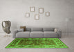 Machine Washable Oriental Green Industrial Area Rugs in a Living Room,, wshurb2626grn