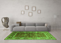 Machine Washable Oriental Green Industrial Rug, wshurb2626grn